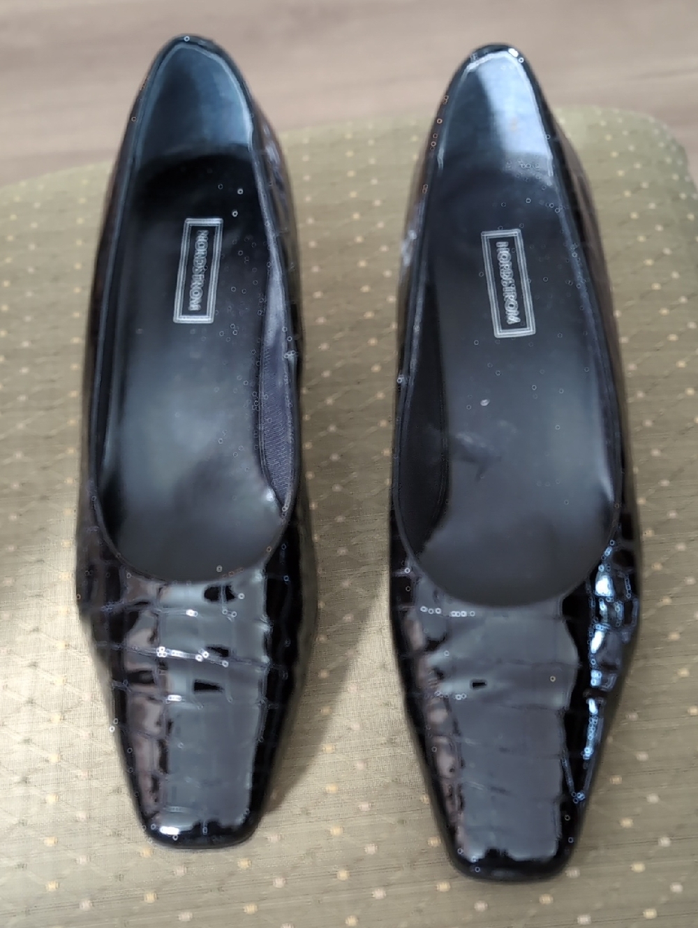 Nordstrom Black Patent Square-Toe 2" Heels